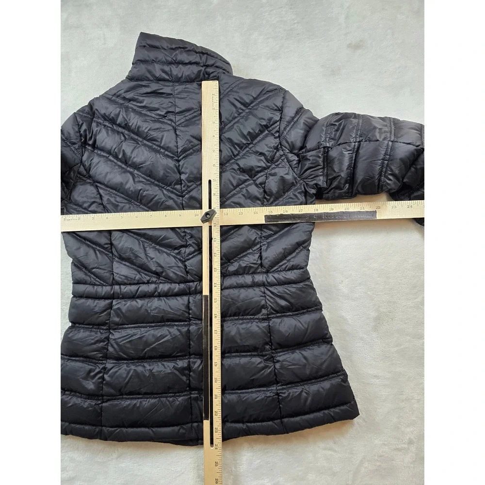 Michael Kors Puffer Jacket Womens Small Black Down Packable Chevron Quilted